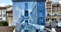 Trompe L'oeil Cartoon Mural in Angouleme, France