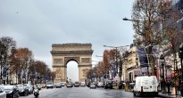 Arc de Triomphe and a busy Champs-Elysees in Paris