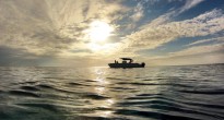 Shadows on the water in the Bahamas