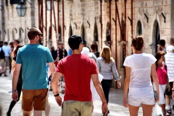 Young kids backpackers Dubrovnik Croatia